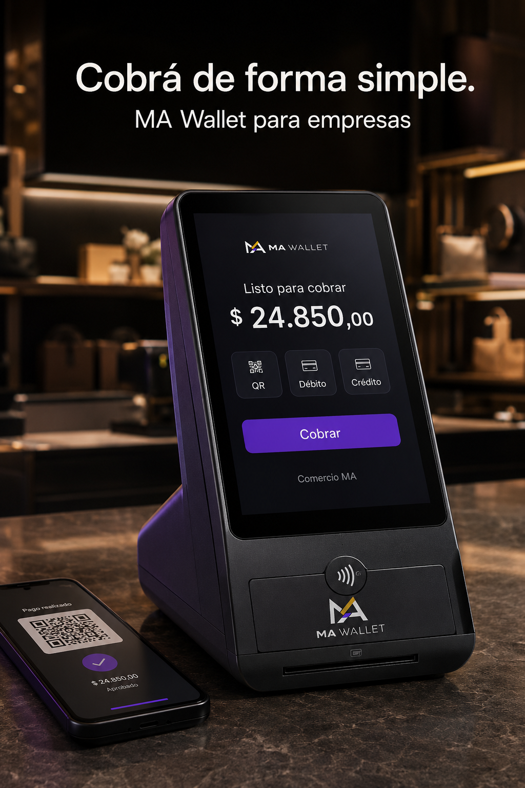 Terminal de cobro MA Wallet — cobrá con QR, débito y crédito